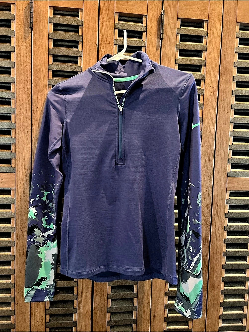 Nike Pro Hyperwarm Half-Zip Training Top Blue & Green Medium